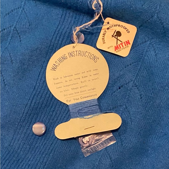 Kitty-Lam by Ellson of California pullover Sweater bright blue lambs wool angora - Picture 4 of 6